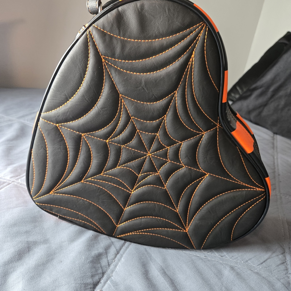 LPS Black and Orange Black Spiderweb Crossbody